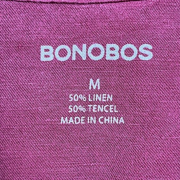 Bonobos Linen Blend Maroon Button Down Short Sleeve Shirt Size Medium - Picture 3 of 6